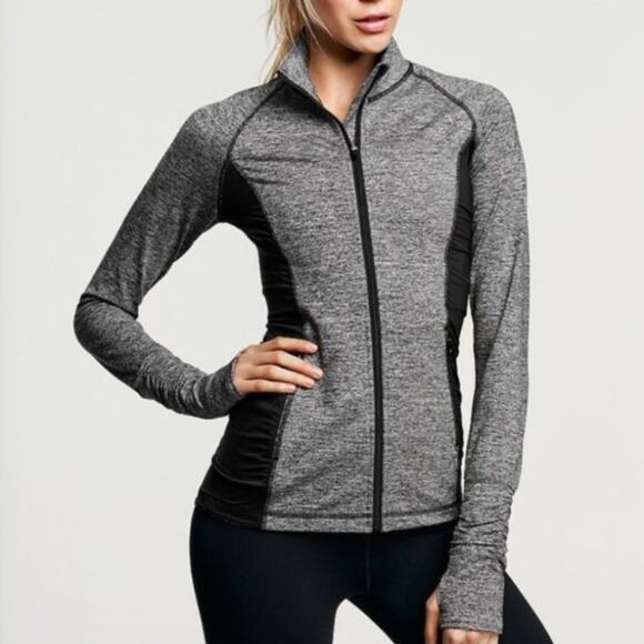 Victoria's Secret VSX Sport Knockout Jacket Gray Spacedye Black Small - Picture 1 of 7